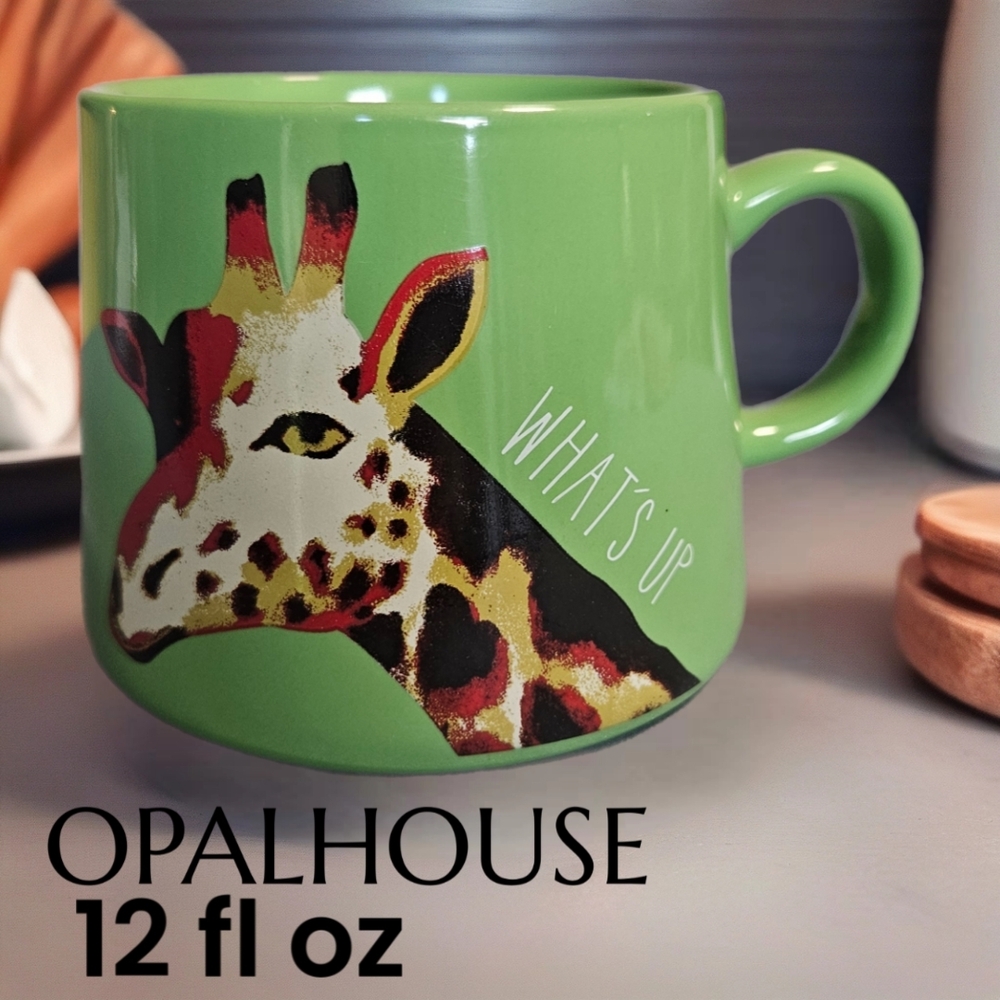 Opalhouse Green Mug with Giraffe Design What's Up/ Microwave/ Diswasher Safe